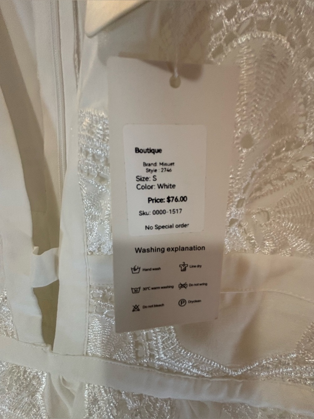 Minuet Womens Deep V Neck Lace Mini Dress White Boutique Size S - Picture 4 of 11